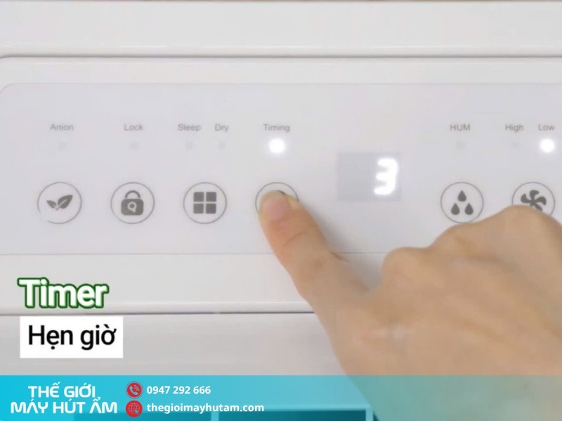 Máy hút ẩm Kosmen KM-12W cho phép hẹn giờ lên đến 24 tiếng 