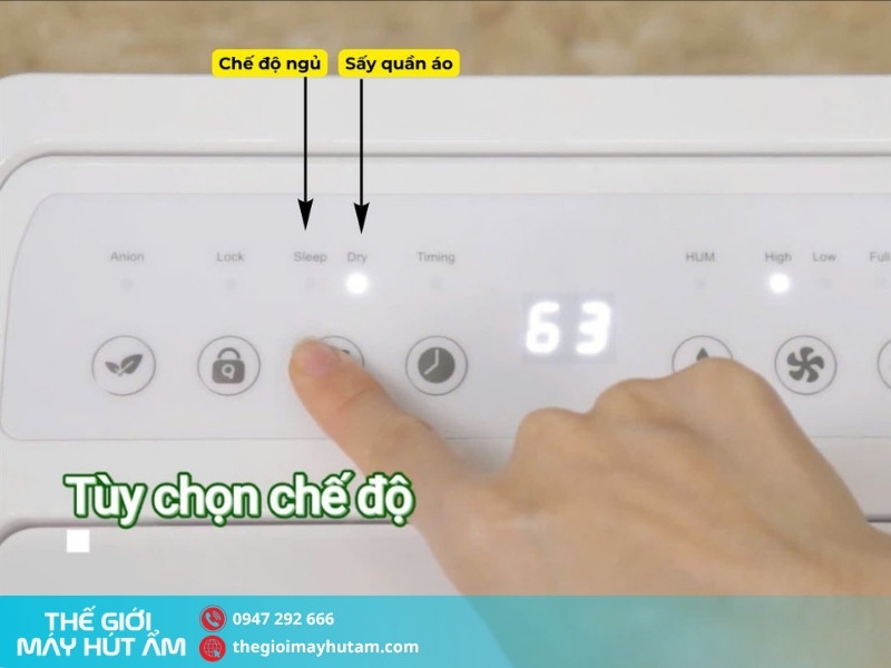 Chế độ ngủ và chế độ sấy quần áo máy hút ẩm Kosmen KM-12W