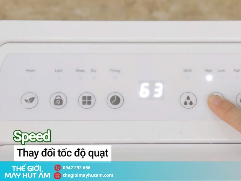 Dễ dàng tùy chỉnh tốc độ quạt cho máy hút ẩm Kosmen KM-12W