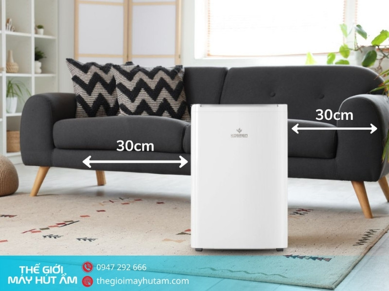 Để máy hút ẩm Kosmen KM-12W cách tường tối thiểu 30cm