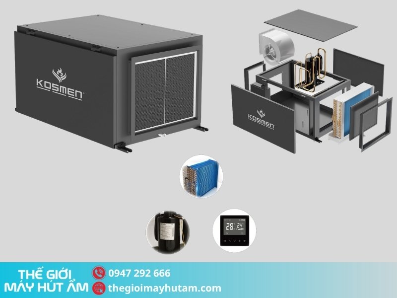 Thiết kế của máy hút ẩm treo trần Kosmen KM-180DS
