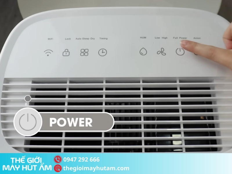 Hướng dẫn sử dụng máy hút ẩm Kosmen KM-25N 3 Khởi động máy hút ẩm Kosmen KM-25N