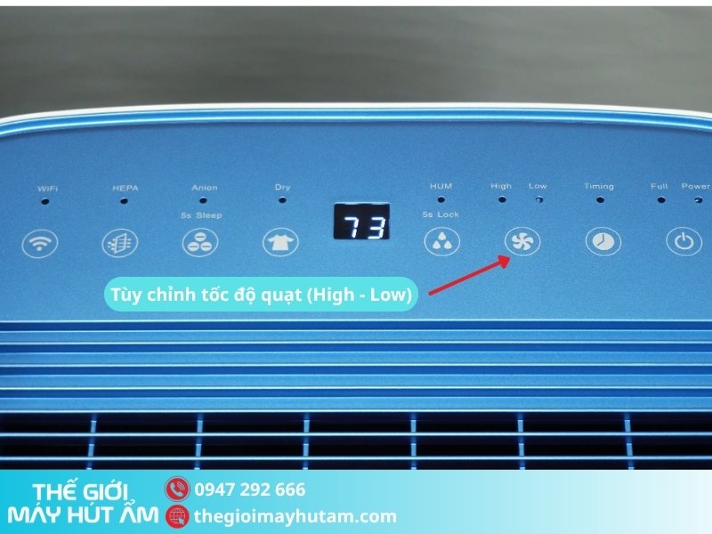 Dễ dàng tùy chỉnh tốc độ quạt cho máy hút ẩm Kosmen KM-30N